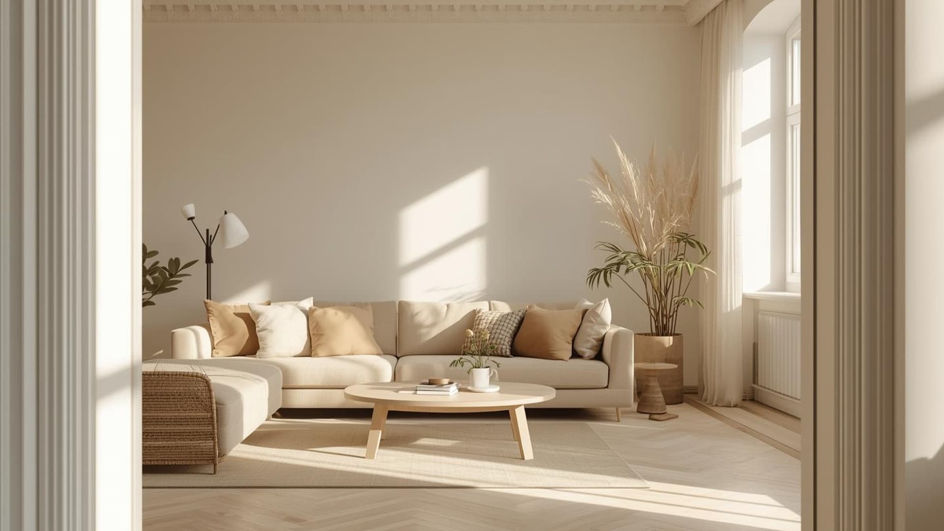 자연광이 들어오는 정돈된 아파트 거실